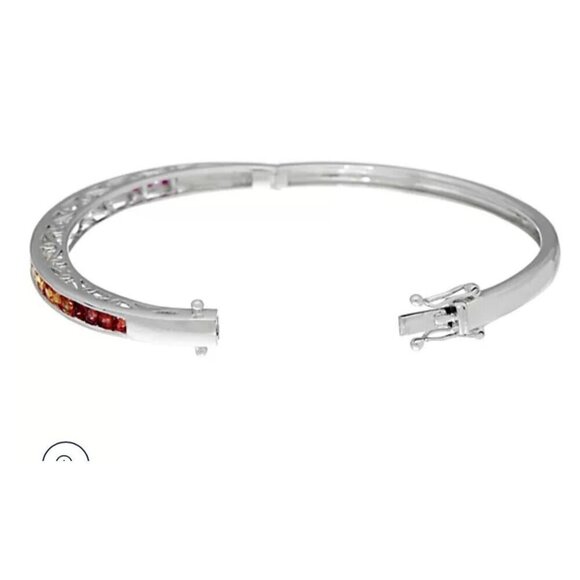 Princess Cut Colors of Sapphire Sterling Bangle 3.00 cttw - Picture 12 of 12